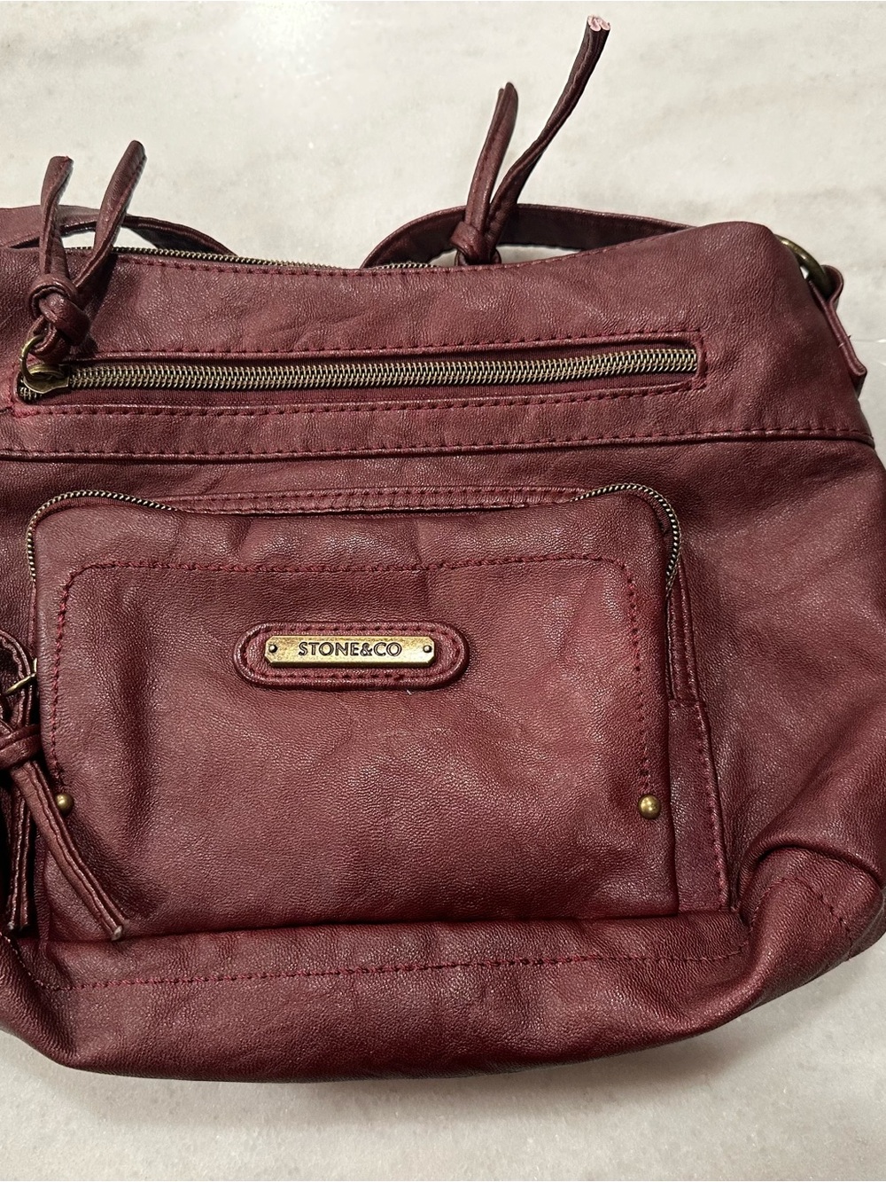Stone & Co. Burgundy Crossbody Bag with Front Pocket